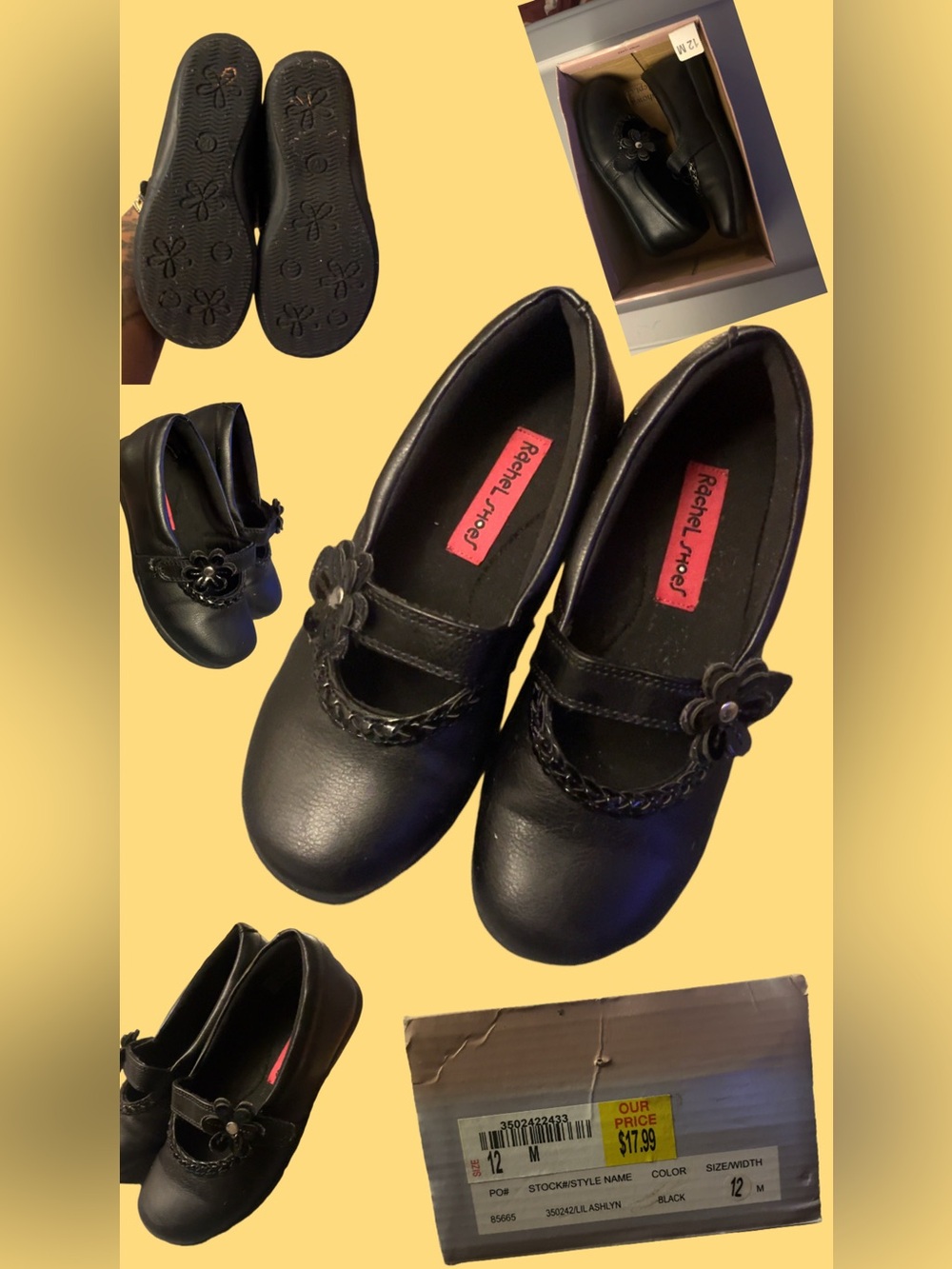 Rachel Black Mary Jane Dress Shoes KIDS SIZE 12